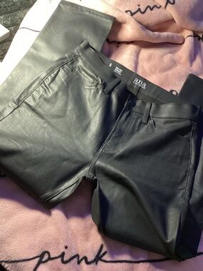 a.n.a Black Faux Leather High-Rise Straight Pants